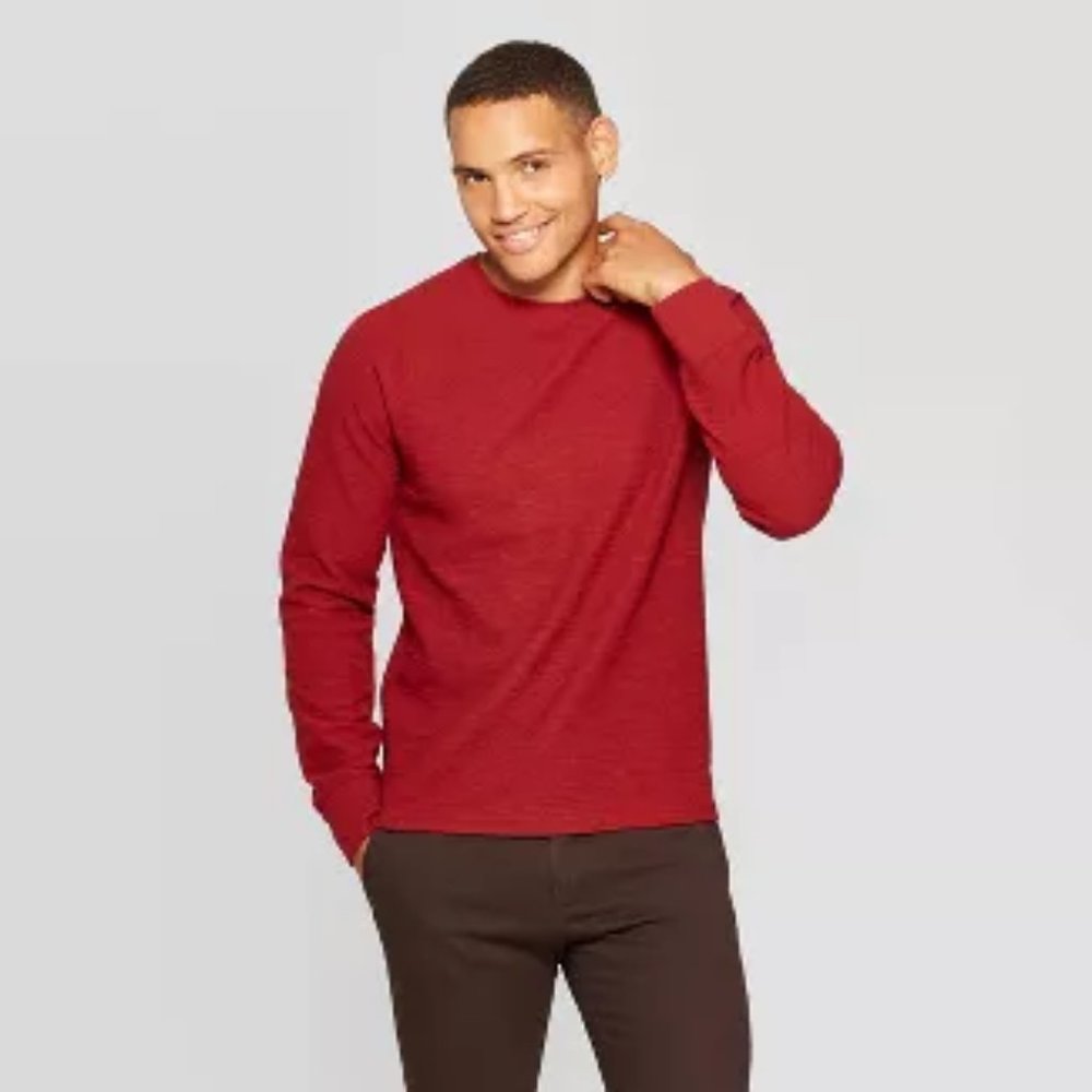 MOSSIMO Red Cotton Athletic Fit Long Sleeve Shirt | Size L